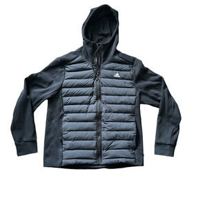 Adidas Jacket Mens Large Black Varilite Hybrid Hooded Full‎ Zip Long Sleeve EUC
